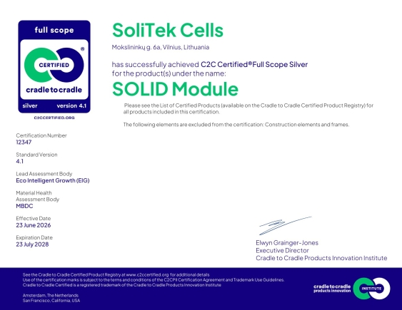 Cradle to Cradle Certified® certificate
